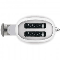 Prăjitor de pâine SMEG 50's Style TSF01WHEU, 950 W, 2 felii, 6 niveluri, Tava pentru firimituri, Cablu integrat, Oțel inoxidabil, Alb