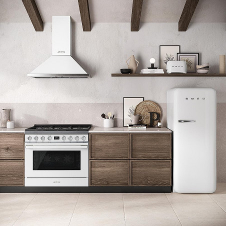 Prăjitor de pâine SMEG 50's Style TSF01WHEU, 950 W, 2 felii, 6 niveluri, Tava pentru firimituri, Cablu integrat, Oțel inoxidabil, Alb