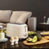 Prăjitor de pâine SMEG 50's Style TSF01CREU, 950 W, 2 felii, 6 niveluri, Tava pentru firimituri, Cablu integrat, Oțel inoxidabil, Culoare crem