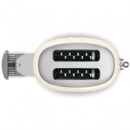 Prăjitor de pâine SMEG 50's Style TSF01CREU, 950 W, 2 felii, 6 niveluri, Tava pentru firimituri, Cablu integrat, Oțel inoxidabil, Culoare crem