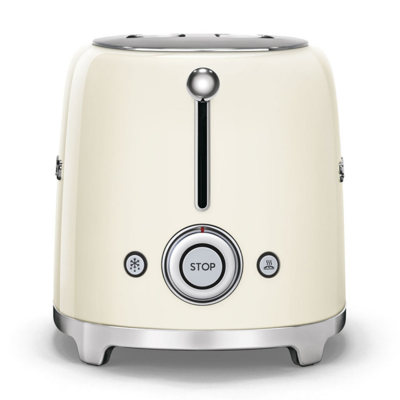 Prăjitor de pâine SMEG 50's Style TSF01CREU, 950 W, 2 felii, 6 niveluri, Tava pentru firimituri, Cablu integrat, Oțel inoxidabil, Culoare crem