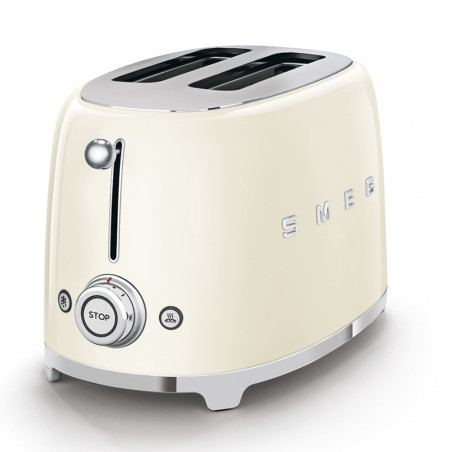 Prăjitor de pâine SMEG 50's Style TSF01CREU, 950 W, 2 felii, 6 niveluri, Tava pentru firimituri, Cablu integrat, Oțel inoxidabil, Culoare crem