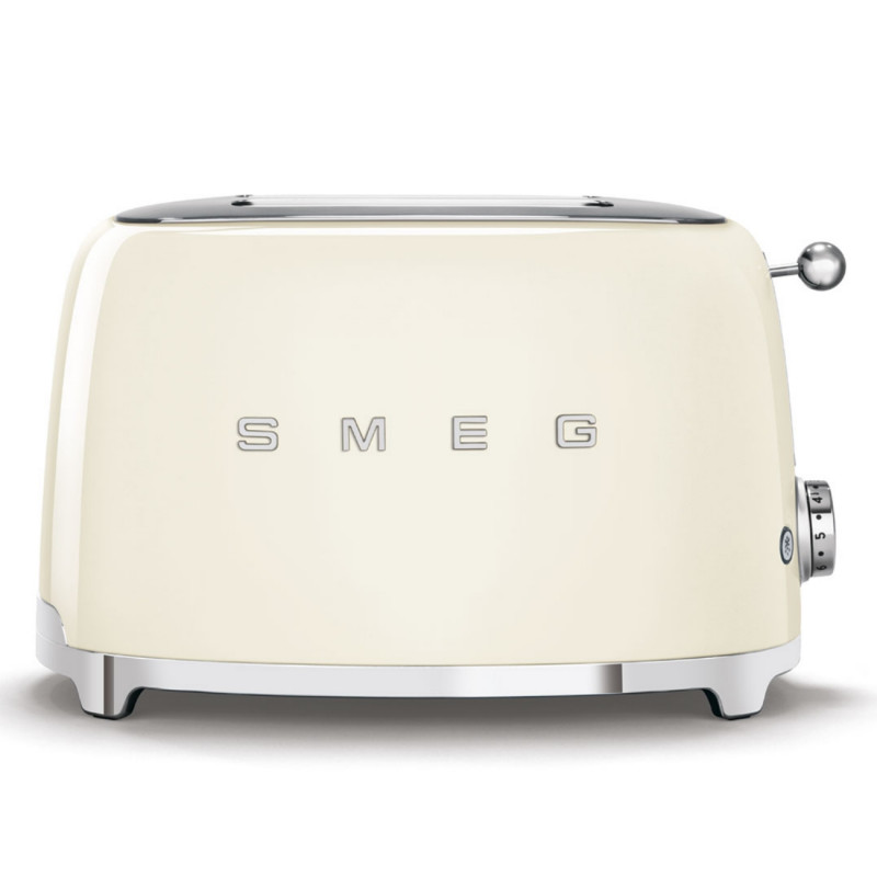Prăjitor de pâine SMEG 50's Style TSF01CREU, 950 W, 2 felii, 6 niveluri, Tava pentru firimituri, Cablu integrat, Oțel inoxidabil, Culoare crem