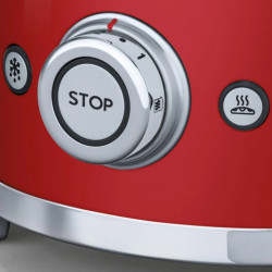 Prăjitor de pâine SMEG 50's Style TSF01RDEU, 950 W, 2 felii, 6 niveluri, Tava pentru firimituri, Cablu integrat, Oțel inoxidabil, Roșu