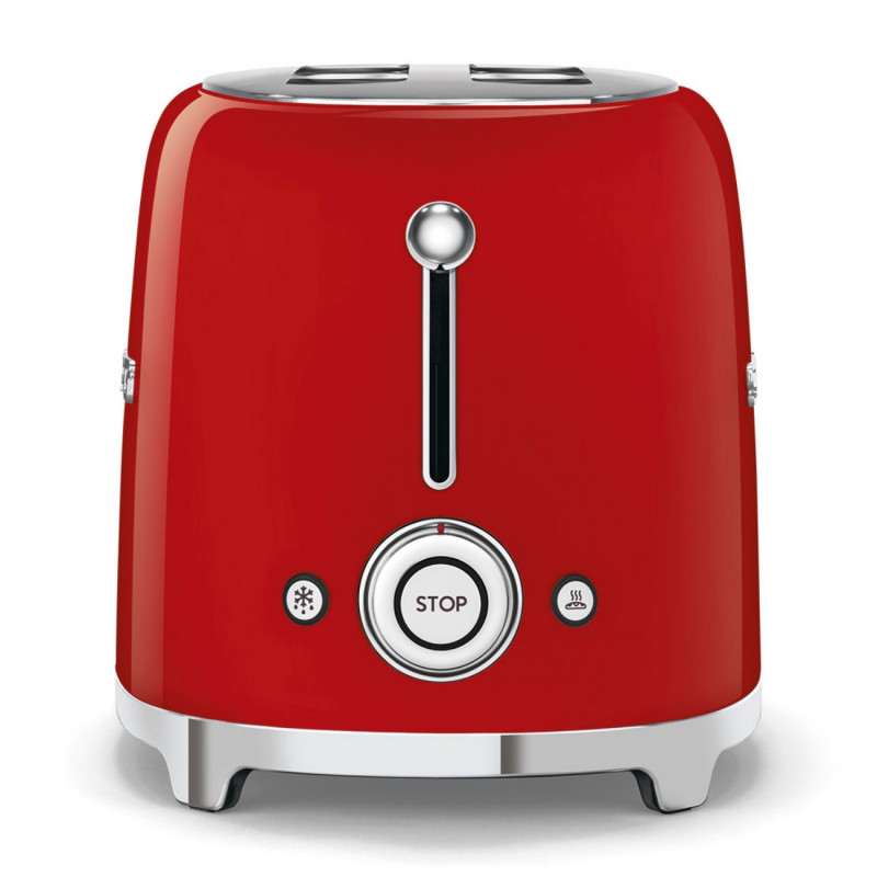 Prăjitor de pâine SMEG 50's Style TSF01RDEU, 950 W, 2 felii, 6 niveluri, Tava pentru firimituri, Cablu integrat, Oțel inoxidabil, Roșu