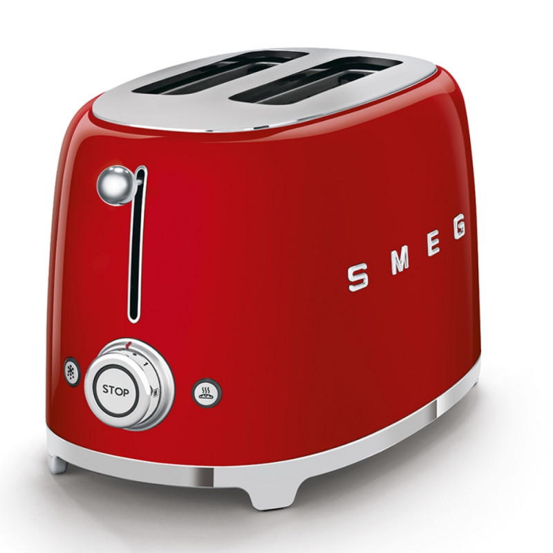 Prăjitor de pâine SMEG 50's Style TSF01RDEU, 950 W, 2 felii, 6 niveluri, Tava pentru firimituri, Cablu integrat, Oțel inoxidabil, Roșu