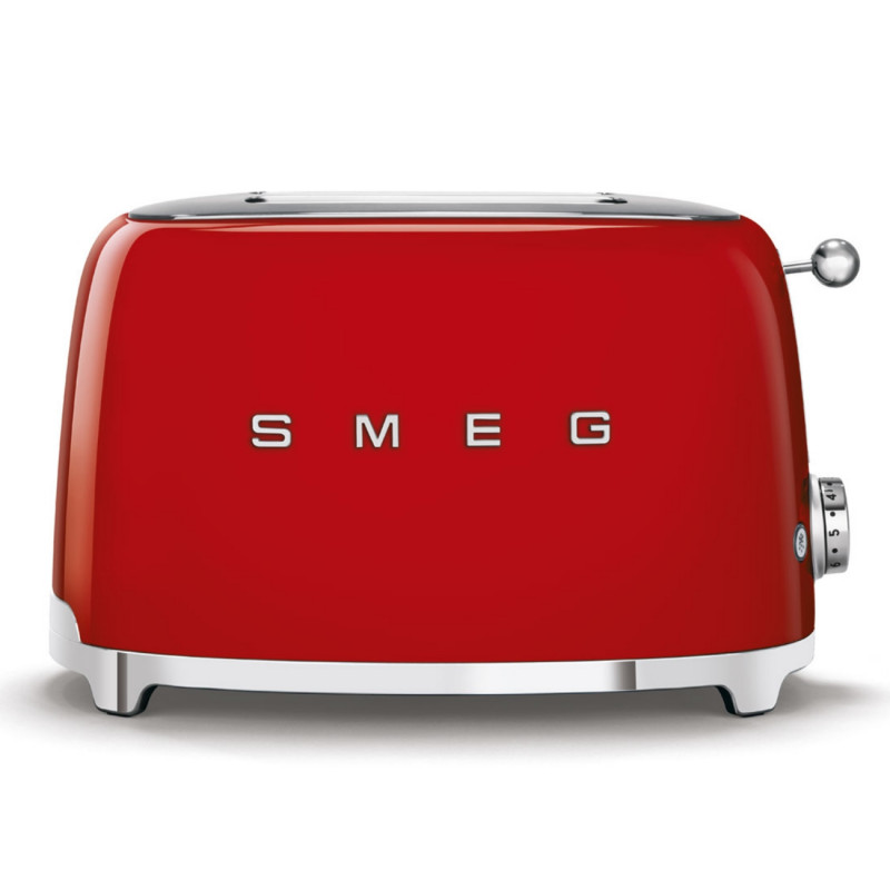 Prăjitor de pâine SMEG 50's Style TSF01RDEU, 950 W, 2 felii, 6 niveluri, Tava pentru firimituri, Cablu integrat, Oțel inoxidabil, Roșu