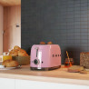 Prăjitor de pâine SMEG 50's Style TSF01PKEU, 950 W, 2 felii, 6 niveluri, Tava pentru firimituri, Cablu integrat, Oțel inoxidabil, Roz