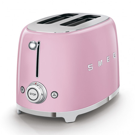 Prăjitor de pâine SMEG 50's Style TSF01PKEU, 950 W, 2 felii, 6 niveluri, Tava pentru firimituri, Cablu integrat, Oțel inoxidabil, Roz