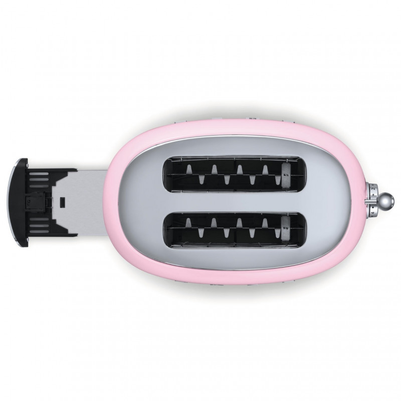 Prăjitor de pâine SMEG 50's Style TSF01PKEU, 950 W, 2 felii, 6 niveluri, Tava pentru firimituri, Cablu integrat, Oțel inoxidabil, Roz