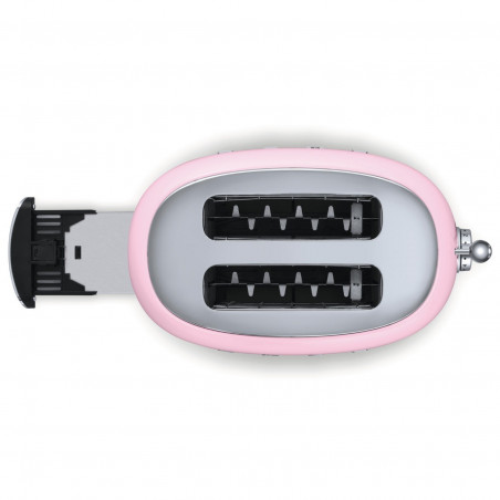 Prăjitor de pâine SMEG 50's Style TSF01PKEU, 950 W, 2 felii, 6 niveluri, Tava pentru firimituri, Cablu integrat, Oțel inoxidabil, Roz