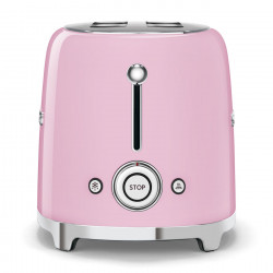 Prăjitor de pâine SMEG 50's Style TSF01PKEU, 950 W, 2 felii, 6 niveluri, Tava pentru firimituri, Cablu integrat, Oțel inoxidabil, Roz