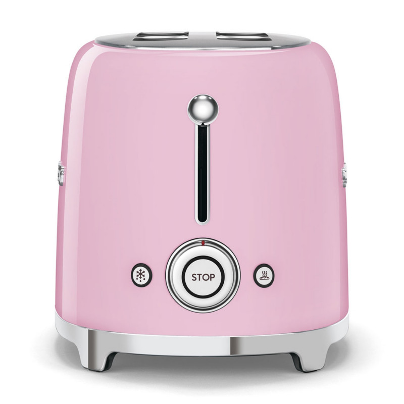 Prăjitor de pâine SMEG 50's Style TSF01PKEU, 950 W, 2 felii, 6 niveluri, Tava pentru firimituri, Cablu integrat, Oțel inoxidabil, Roz