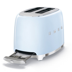 Prăjitor de pâine SMEG 50's Style TSF01PBEU, 950 W, 2 felii, 6 niveluri, Tava pentru firimituri, Cablu integrat, Oțel inoxidabil, Albastru