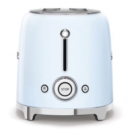 Prăjitor de pâine SMEG 50's Style TSF01PBEU, 950 W, 2 felii, 6 niveluri, Tava pentru firimituri, Cablu integrat, Oțel inoxidabil, Albastru