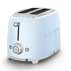 Prăjitor de pâine SMEG 50's Style TSF01PBEU, 950 W, 2 felii, 6 niveluri, Tava pentru firimituri, Cablu integrat, Oțel inoxidabil, Albastru