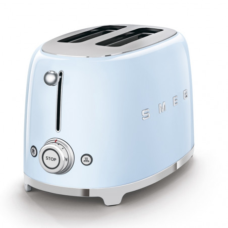 Prăjitor de pâine SMEG 50's Style TSF01PBEU, 950 W, 2 felii, 6 niveluri, Tava pentru firimituri, Cablu integrat, Oțel inoxidabil, Albastru