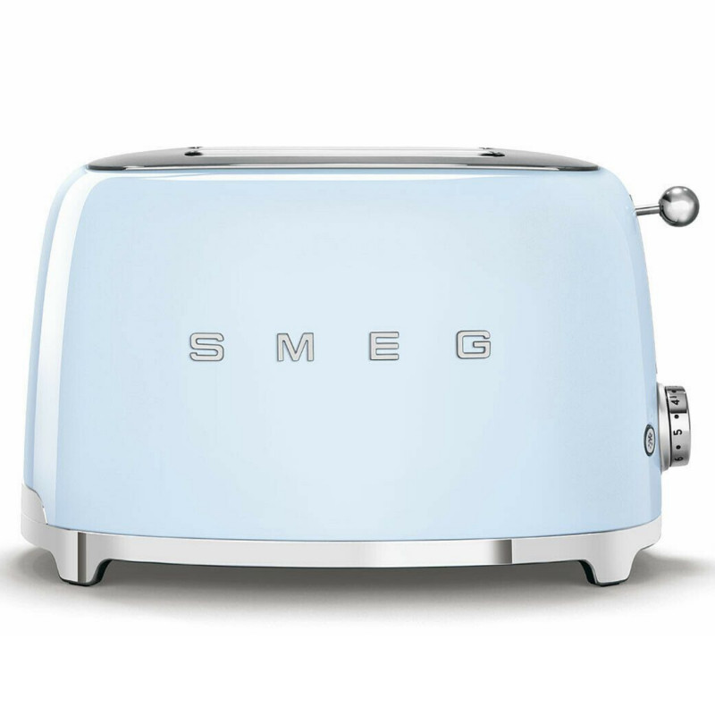 Prăjitor de pâine SMEG 50's Style TSF01PBEU, 950 W, 2 felii, 6 niveluri, Tava pentru firimituri, Cablu integrat, Oțel inoxidabil, Albastru