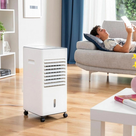 Aparat de răcire și umidificare a aerului cu funcție de încălzire NostroLux NL51761AH, 65-2000 W, 6 l, 3 moduri de funcționare, temporizator, filtru de apă, oscilație, Telecomandă, Roți, Alb