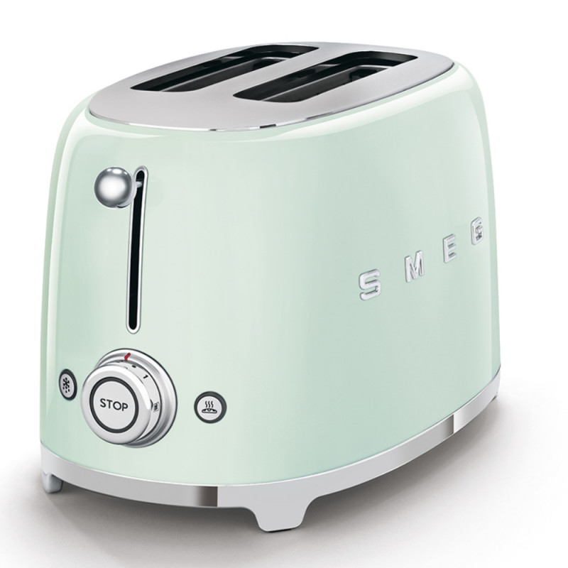Prajitor de paine SMEG 50's Style TSF01PGEU, 950 W, 2 felii, 6 trepte, Tava pentru firimituri, Cablu integrat, Otel inoxidabil, Verde