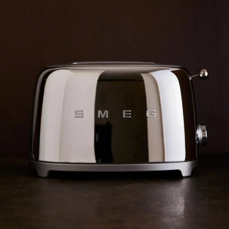 Prăjitor de pâine SMEG 50's Style TSF01SSEU, 950 W, 2 felii, 6 niveluri, Tava pentru firimituri, Cablu integrat, Oțel inoxidabil, Argintiu