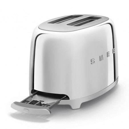 Prăjitor de pâine SMEG 50's Style TSF01SSEU, 950 W, 2 felii, 6 niveluri, Tava pentru firimituri, Cablu integrat, Oțel inoxidabil, Argintiu