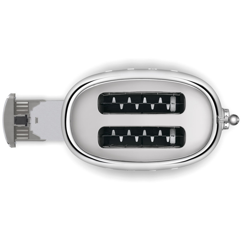 Prăjitor de pâine SMEG 50's Style TSF01SSEU, 950 W, 2 felii, 6 niveluri, Tava pentru firimituri, Cablu integrat, Oțel inoxidabil, Argintiu