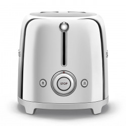 Prăjitor de pâine SMEG 50's Style TSF01SSEU, 950 W, 2 felii, 6 niveluri, Tava pentru firimituri, Cablu integrat, Oțel inoxidabil, Argintiu
