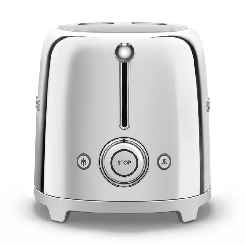 Prăjitor de pâine SMEG 50's Style TSF01SSEU, 950 W, 2 felii, 6 niveluri, Tava pentru firimituri, Cablu integrat, Oțel inoxidabil, Argintiu