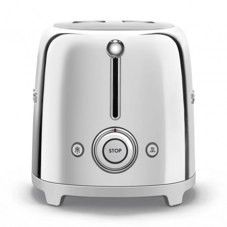 Prăjitor de pâine SMEG 50's Style TSF01SSEU, 950 W, 2 felii, 6 niveluri, Tava pentru firimituri, Cablu integrat, Oțel inoxidabil, Argintiu