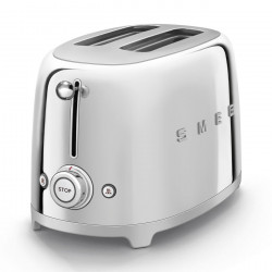 Prăjitor de pâine SMEG 50's Style TSF01SSEU, 950 W, 2 felii, 6 niveluri, Tava pentru firimituri, Cablu integrat, Oțel inoxidabil, Argintiu