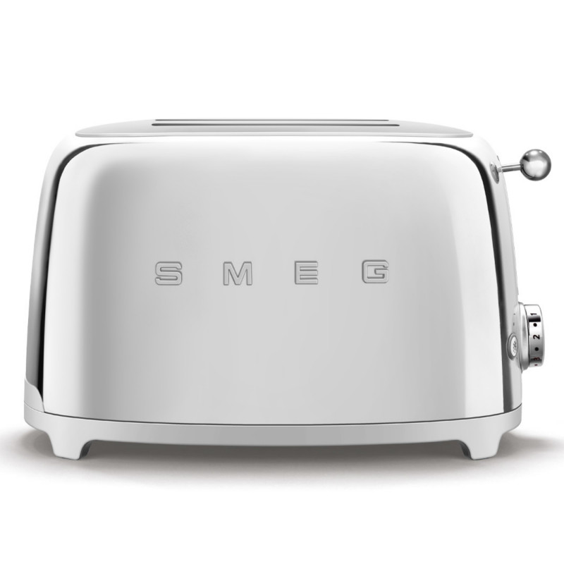 Prăjitor de pâine SMEG 50's Style TSF01SSEU, 950 W, 2 felii, 6 niveluri, Tava pentru firimituri, Cablu integrat, Oțel inoxidabil, Argintiu