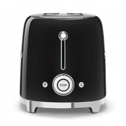 Prăjitor de pâine SMEG 50's Style TSF01BLEU, 950 W, 2 felii, 6 niveluri, Tava pentru firimituri, Cablu integrat, Oțel inoxidabil, Negru