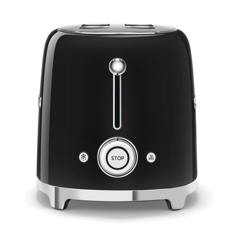 Prăjitor de pâine SMEG 50's Style TSF01BLEU, 950 W, 2 felii, 6 niveluri, Tava pentru firimituri, Cablu integrat, Oțel inoxidabil, Negru