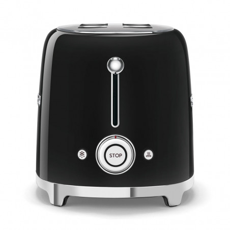 Prăjitor de pâine SMEG 50's Style TSF01BLEU, 950 W, 2 felii, 6 niveluri, Tava pentru firimituri, Cablu integrat, Oțel inoxidabil, Negru
