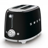 Prăjitor de pâine SMEG 50's Style TSF01BLEU, 950 W, 2 felii, 6 niveluri, Tava pentru firimituri, Cablu integrat, Oțel inoxidabil, Negru