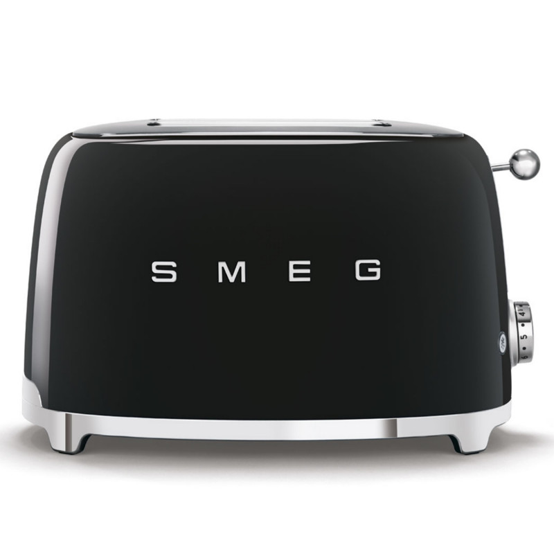 Prăjitor de pâine SMEG 50's Style TSF01BLEU, 950 W, 2 felii, 6 niveluri, Tava pentru firimituri, Cablu integrat, Oțel inoxidabil, Negru