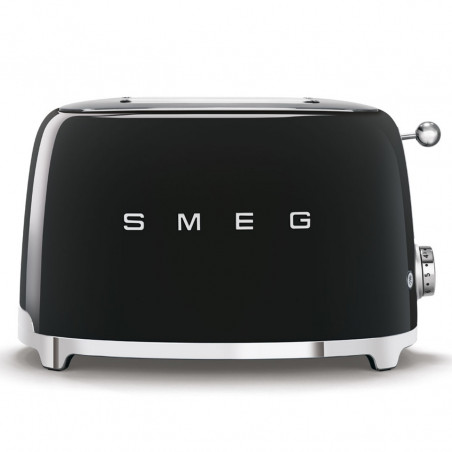 Prăjitor de pâine SMEG 50's Style TSF01BLEU, 950 W, 2 felii, 6 niveluri, Tava pentru firimituri, Cablu integrat, Oțel inoxidabil, Negru
