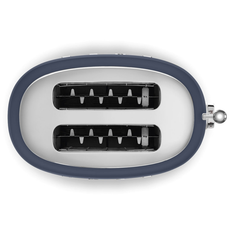 Prăjitor de pâine SMEG 50's Style TSF01NBEU, 950 W, 2 felii, 6 niveluri, Tava pentru firimituri, Cablu integrat, Oțel inoxidabil, Albastru închis