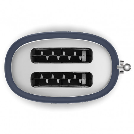 Prăjitor de pâine SMEG 50's Style TSF01NBEU, 950 W, 2 felii, 6 niveluri, Tava pentru firimituri, Cablu integrat, Oțel inoxidabil, Albastru închis