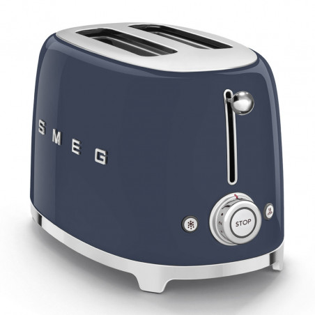 Prăjitor de pâine SMEG 50's Style TSF01NBEU, 950 W, 2 felii, 6 niveluri, Tava pentru firimituri, Cablu integrat, Oțel inoxidabil, Albastru închis