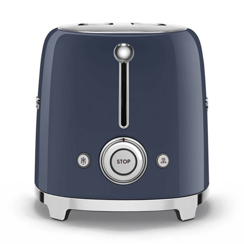 Prăjitor de pâine SMEG 50's Style TSF01NBEU, 950 W, 2 felii, 6 niveluri, Tava pentru firimituri, Cablu integrat, Oțel inoxidabil, Albastru închis