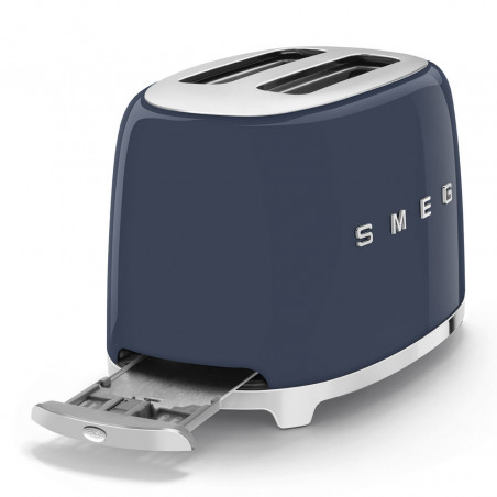 Prăjitor de pâine SMEG 50's Style TSF01NBEU, 950 W, 2 felii, 6 niveluri, Tava pentru firimituri, Cablu integrat, Oțel inoxidabil, Albastru închis