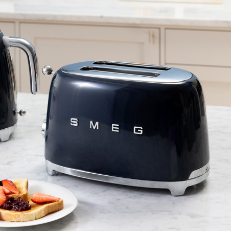 Prăjitor de pâine SMEG 50's Style TSF01NBEU, 950 W, 2 felii, 6 niveluri, Tava pentru firimituri, Cablu integrat, Oțel inoxidabil, Albastru închis
