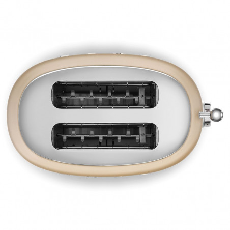 Prăjitor de pâine SMEG 50's Style TSF01CHMEU, 950 W, 2 felii, 6 niveluri, Tava pentru firimituri, Cablu integrat, Oțel inoxidabil, Culoare șampanie