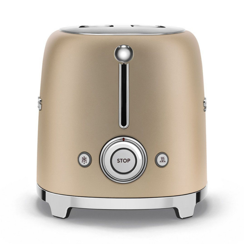 Prăjitor de pâine SMEG 50's Style TSF01CHMEU, 950 W, 2 felii, 6 niveluri, Tava pentru firimituri, Cablu integrat, Oțel inoxidabil, Culoare șampanie