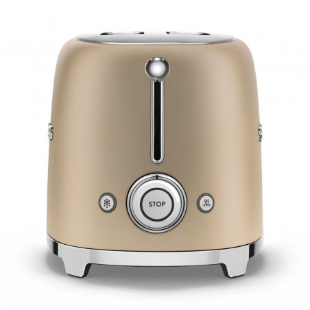 Prăjitor de pâine SMEG 50's Style TSF01CHMEU, 950 W, 2 felii, 6 niveluri, Tava pentru firimituri, Cablu integrat, Oțel inoxidabil, Culoare șampanie