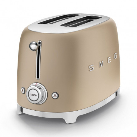 Prăjitor de pâine SMEG 50's Style TSF01CHMEU, 950 W, 2 felii, 6 niveluri, Tava pentru firimituri, Cablu integrat, Oțel inoxidabil, Culoare șampanie