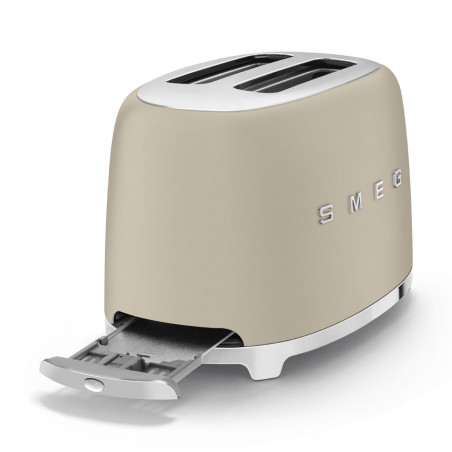 Prăjitor de pâine SMEG 50's Style TSF01MLMEU, 950 W, 2 felii, 6 niveluri, Tava pentru firimituri, Cablu integrat, Oțel inoxidabil, Bej