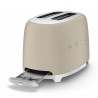 Prăjitor de pâine SMEG 50's Style TSF01MLMEU, 950 W, 2 felii, 6 niveluri, Tava pentru firimituri, Cablu integrat, Oțel inoxidabil, Bej